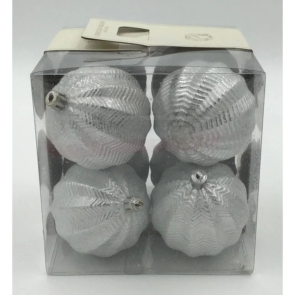Christian Siriano New York 16 pc Silver Shatterproof Christmas Ornaments Glam